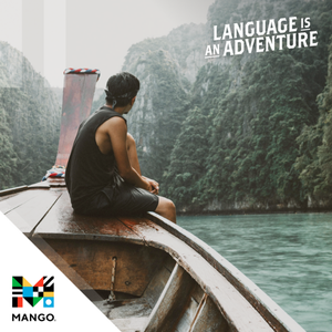 Promotional image for Mango Languages of a person on a wooden boat